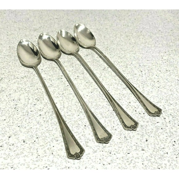 Vintage Other - Antique Silverplated Iced Tea Spoons Set of 4 Rogers Hampden Pattern Circa 1915